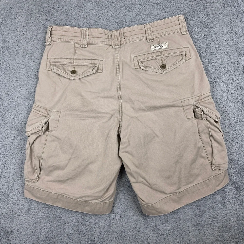 Polo Ralph Lauren Cargo Shorts Mens 34 Tan Classic Heavy Chino Cotton Utility 9